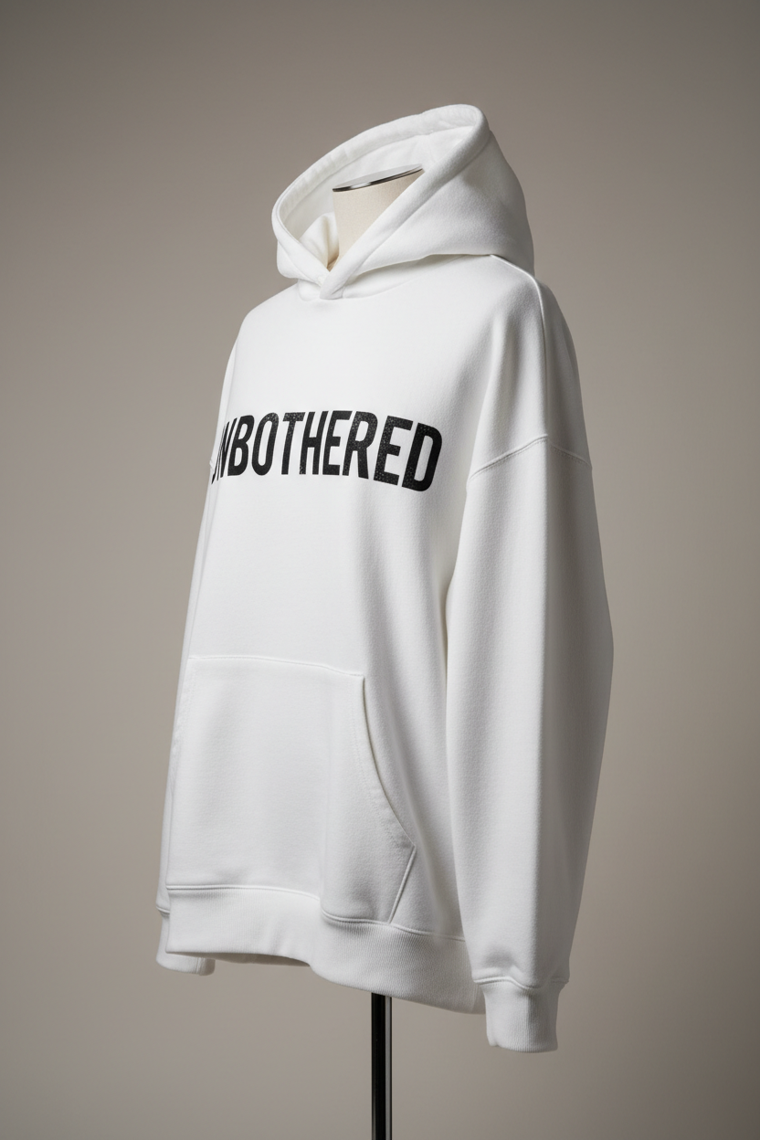 UNBOTHERED™ Clean Hoodie — White